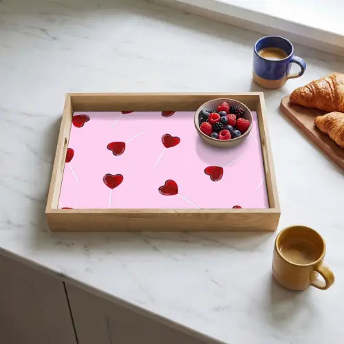 Roze - Hart - Lolly - Snoep Dienblad Rechthoek middel -sfeer2
