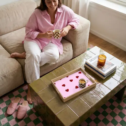 Roze - Hart - Lolly - Snoep Dienblad Rechthoek middel -sfeer3