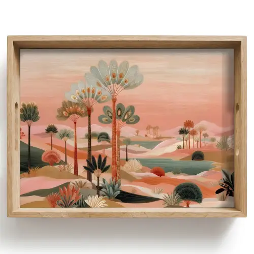 Roze landschap - Palmen - Water Dienblad Rechthoek middel -z3d_shopping