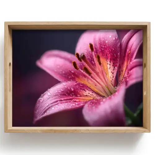 Roze - lelie - Dauwdruppels Dienblad Rechthoek middel -z3d_shopping