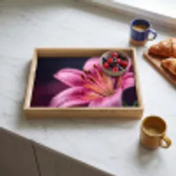 Roze - lelie - Dauwdruppels Dienblad Rechthoek middel -sfeer2