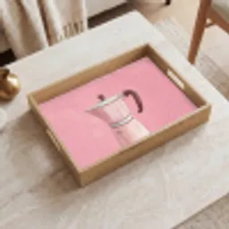 Roze - Mokkapot - Illustratie - Koffie Dienblad Rechthoek middel -sfeer1