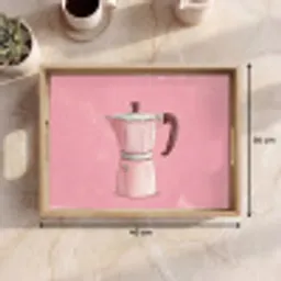 Roze - Mokkapot - Illustratie - Koffie Dienblad Rechthoek middel -USP_Formaat