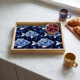 Vissen - Bloemen - Blauw Dienblad Rechthoek middel 911 -sfeer2