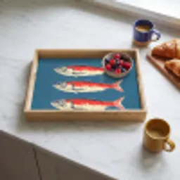 Vissen - Rood - Blauw Dienblad Rechthoek middel -sfeer2
