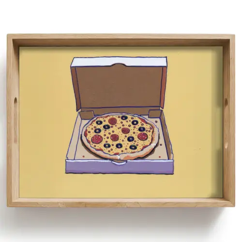 Pizza - Doos - Salami - Illustratie Dienblad Rechthoek middel -z3d_shopping