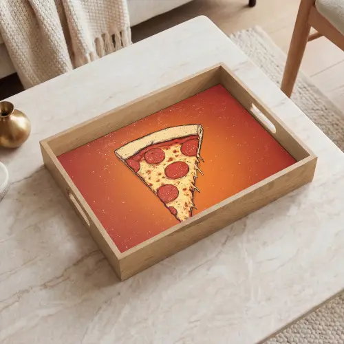 Pizza - Kaas - Rood - Pepperoni Dienblad Rechthoek middel -sfeer1