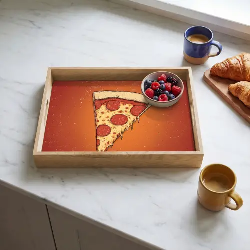 Pizza - Kaas - Rood - Pepperoni Dienblad Rechthoek middel -sfeer2