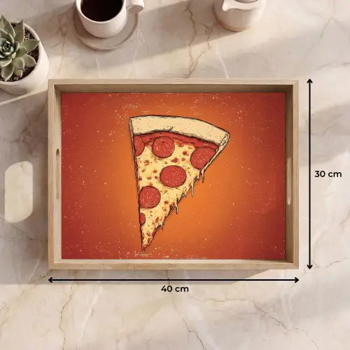 Pizza - Kaas - Rood - Pepperoni Dienblad Rechthoek middel -USP_Formaat