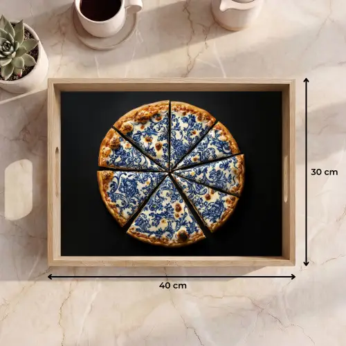 Pizza - Eten - Delftsblauw Dienblad Rechthoek middel -USP_Formaat