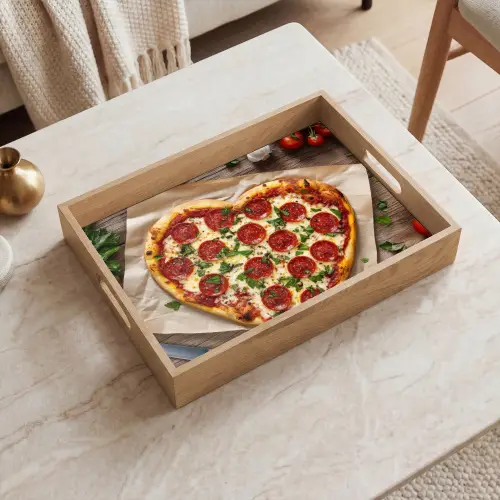Pizza - Hart - Pepperoni - Tomaat Dienblad Rechthoek middel -sfeer1