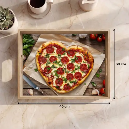 Pizza - Hart - Pepperoni - Tomaat Dienblad Rechthoek middel -USP_Formaat