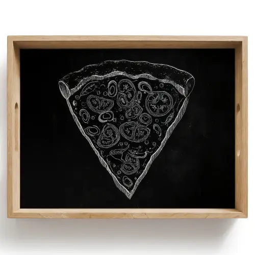 Pizzapunt - Toppings - Krijttekening Dienblad Rechthoek middel -z3d_shopping