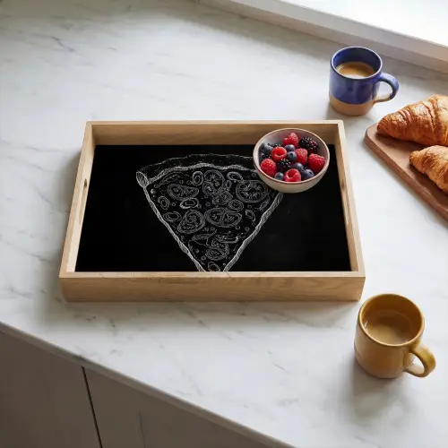 Pizzapunt - Toppings - Krijttekening Dienblad Rechthoek middel -sfeer2