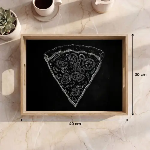 Pizzapunt - Toppings - Krijttekening Dienblad Rechthoek middel -USP_Formaat