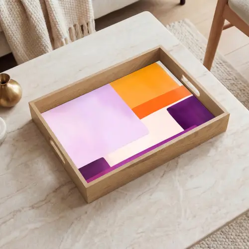 Vlakken - Abstract - Rechthoekig - Oranje Dienblad Rechthoek middel -sfeer1