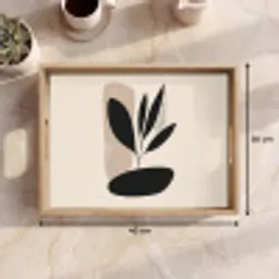 Plant - Beige - Japandi Dienblad Rechthoek middel -USP_Formaat