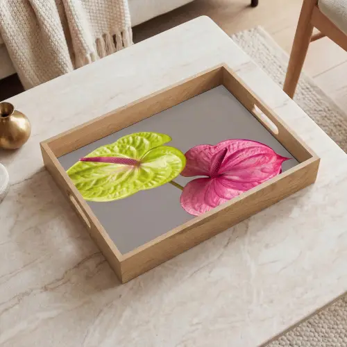Planten - Anthurium - Groen - Roze Dienblad Rechthoek middel -sfeer1