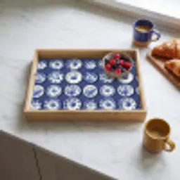 Borden - Floraal - Blauw Dienblad Rechthoek middel 911 -sfeer2