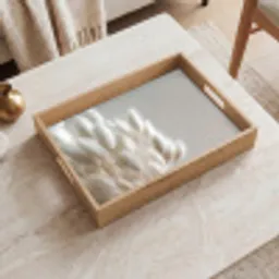 Pluimen - Beige - Minimalistisch Dienblad Rechthoek middel -sfeer1