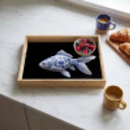 Porselein - Goudvis - Delfts - Blauw Dienblad Rechthoek middel -sfeer2