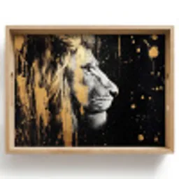 Portret - Leeuw - Abstract - Goud Dienblad Rechthoek middel -z3d_shopping