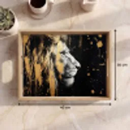 Portret - Leeuw - Abstract - Goud Dienblad Rechthoek middel -USP_Formaat