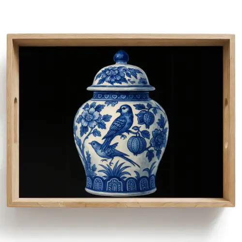 Pot - Delfts Blauw - Bloemen Dienblad Rechthoek middel -z3d_shopping