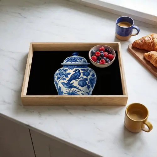 Pot - Delfts Blauw - Bloemen Dienblad Rechthoek middel -sfeer2