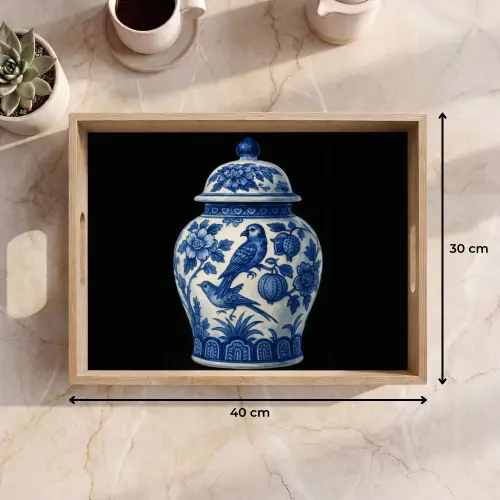 Pot - Delfts Blauw - Bloemen Dienblad Rechthoek middel -USP_Formaat