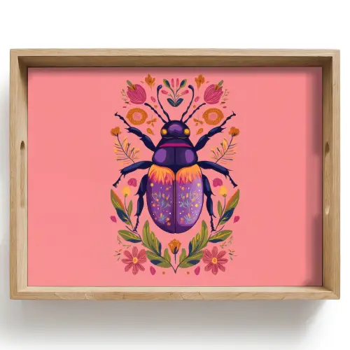 Paars - Kever - Stipjes - Bloemen Dienblad Rechthoek middel -z3d_shopping