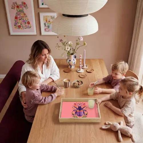 Paars - Kever - Stipjes - Bloemen Dienblad Rechthoek middel -sfeer4