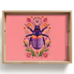 Paars - Kever - Stipjes - Bloemen Dienblad Rechthoek middel -z3d_shopping