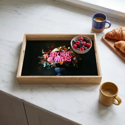 Quote - Bloemen - Vaas - Neon Dienblad Rechthoek middel -sfeer2
