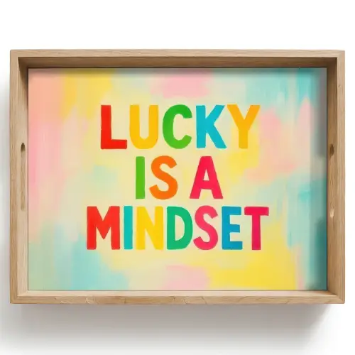 Quote - Lucky - Regenboogkleuren Dienblad Rechthoek middel -z3d_shopping