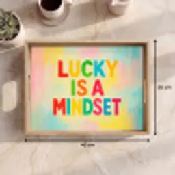 Quote - Lucky - Regenboogkleuren Dienblad Rechthoek middel -USP_Formaat