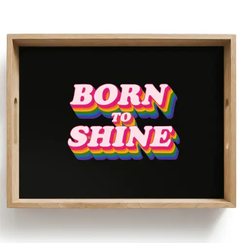 Quote - Regenboog - Roze - Zwart Dienblad Rechthoek middel -z3d_shopping