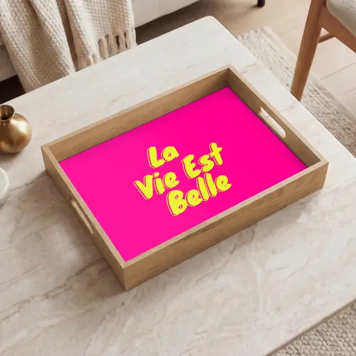 Quote - Retro - Roze Dienblad Rechthoek middel -sfeer1