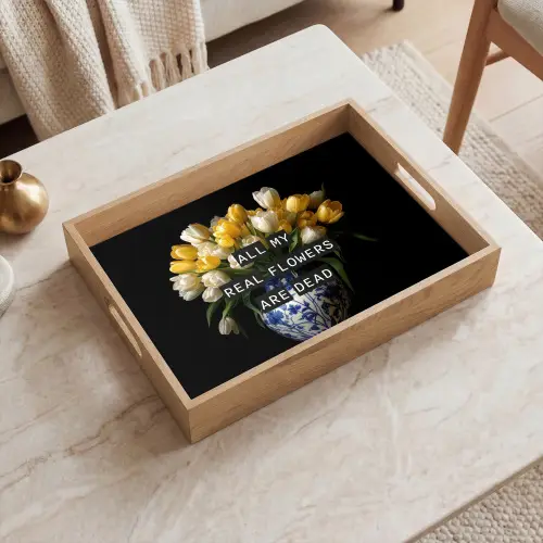 Quotes - Bloem - Tulp - Geel Dienblad Rechthoek middel -sfeer1