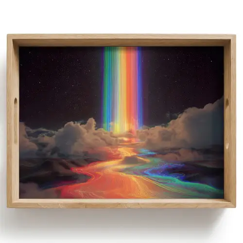 Regenboog - Verticaal - Sterrenhemel - Wolken Dienblad Rechthoek middel -z3d_shopping