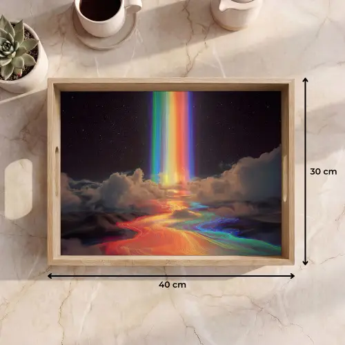 Regenboog - Verticaal - Sterrenhemel - Wolken Dienblad Rechthoek middel -USP_Formaat