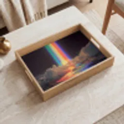 Regenboog - Verticaal - Sterrenhemel - Wolken Dienblad Rechthoek middel -sfeer1