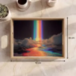 Regenboog - Verticaal - Sterrenhemel - Wolken Dienblad Rechthoek middel -USP_Formaat