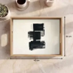 Rechthoeken - Penseelstreken - Abstract - Zwart Dienblad Rechthoek middel -USP_Formaat