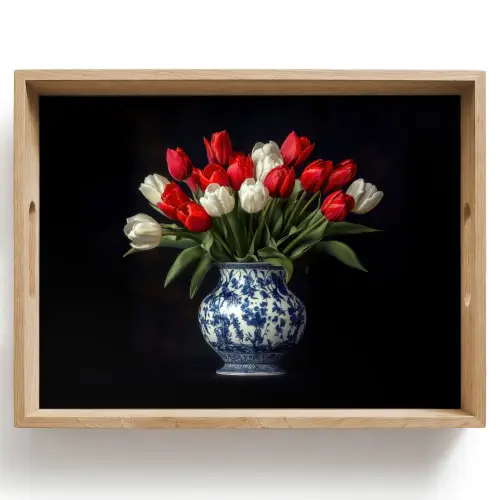 Rode - Bloemen - Tulpen - Vaas Dienblad Rechthoek middel -z3d_shopping