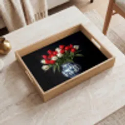 Rode - Bloemen - Tulpen - Vaas Dienblad Rechthoek middel -sfeer1