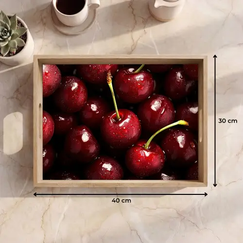 Rood - Fruit - Kersen Dienblad Rechthoek middel -USP_Formaat