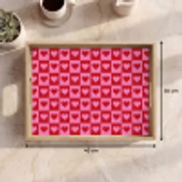 Rood - Roze - Schaakbord - Valentijn Dienblad Rechthoek middel -USP_Formaat