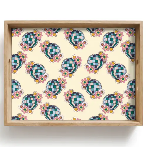 Retro - Disco - Bloemen - Discobal Dienblad Rechthoek middel 911 -z3d_shopping