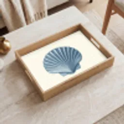 Ribbels - Blauw - Schelp Dienblad Rechthoek middel -sfeer1